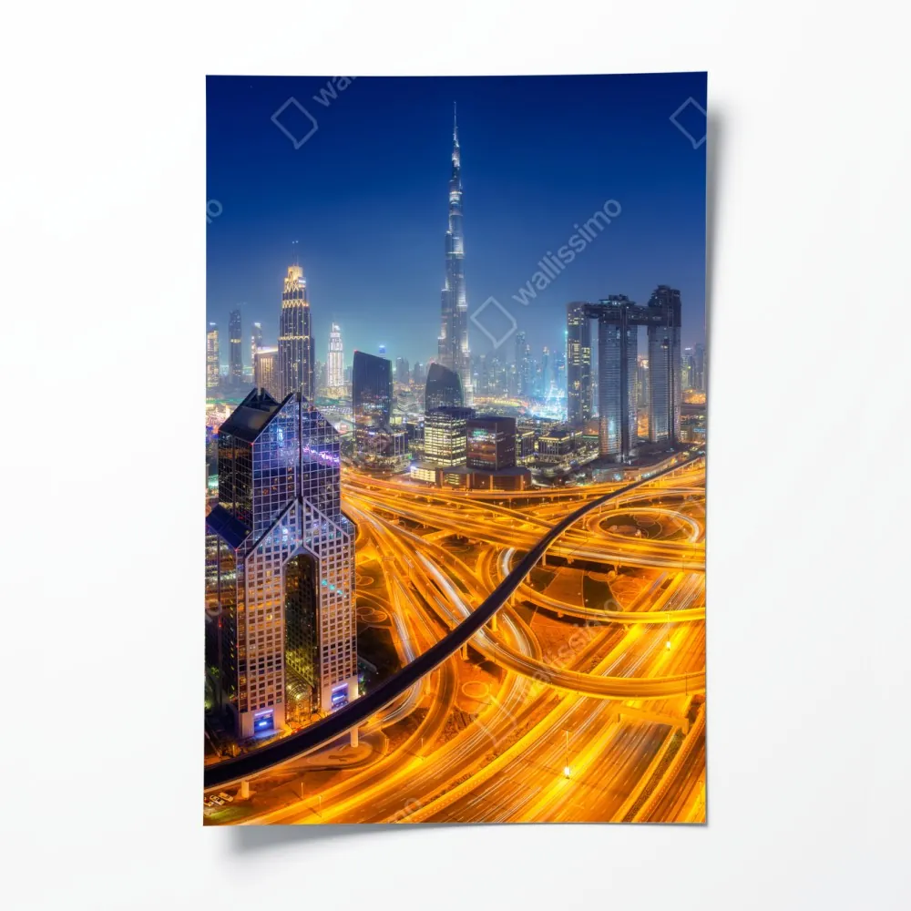 Plakat panorama nocnego Dubaju – Wallissimo® Plakat panorama nocnego Dubaju – Wallissimo®