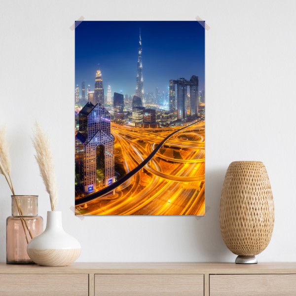 Plakat panorama nocnego Dubaju – Wallissimo® Plakat panorama nocnego Dubaju – Wallissimo®