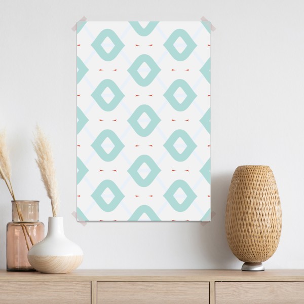 Plakat turkusowy geometryczny wzór rombów – Wallissimo® Plakat turkusowy geometryczny wzór rombów – Wallissimo®