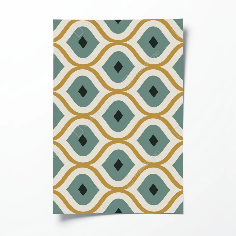 Plakat niebiesko-złoty geometryczny ornament – Wallissimo® Plakat niebiesko-złoty geometryczny ornament – Wallissimo®