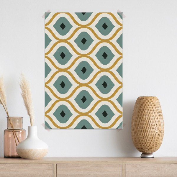 Plakat niebiesko-złoty geometryczny ornament – Wallissimo® Plakat niebiesko-złoty geometryczny ornament – Wallissimo®