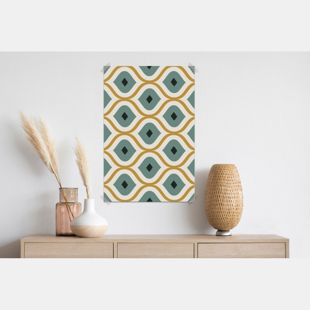 Plakat niebiesko-złoty geometryczny ornament – Wallissimo® Plakat niebiesko-złoty geometryczny ornament – Wallissimo®