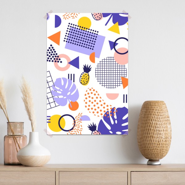 Plakat zabawny tropikalny wzór geometryczny – Wallissimo® Plakat zabawny tropikalny wzór geometryczny – Wallissimo®
