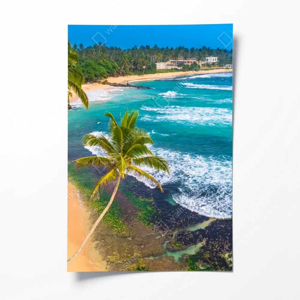 Plakat turkusowe tropikalne wybrzeże z palmami – Wallissimo® Plakat turkusowe tropikalne wybrzeże z palmami – Wallissimo®