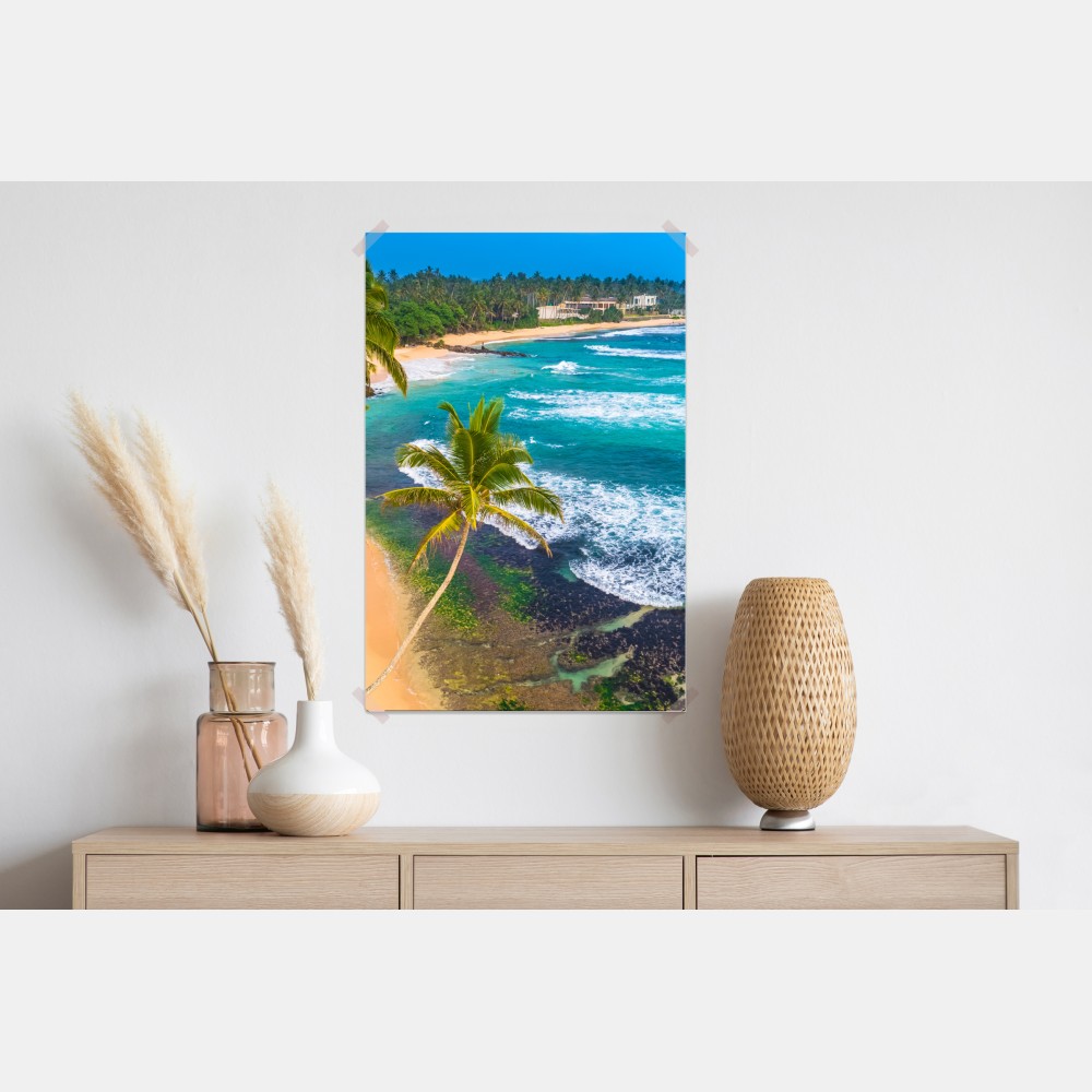 Plakat turkusowe tropikalne wybrzeże z palmami – Wallissimo® Plakat turkusowe tropikalne wybrzeże z palmami – Wallissimo®