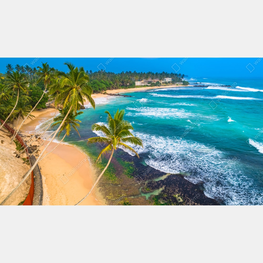 Plakat turkusowe tropikalne wybrzeże z palmami – Wallissimo® Plakat turkusowe tropikalne wybrzeże z palmami – Wallissimo®