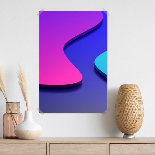 Plakat wibrujące fioletowo-niebieskie abstrakcyjne kształty 3d – Wallissimo® Plakat wibrujące fioletowo-niebieskie abstrakcyjne kształty 3d – Wallissimo®