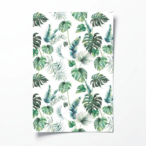 Plakat akwarelowy wzór tropikalnych liści