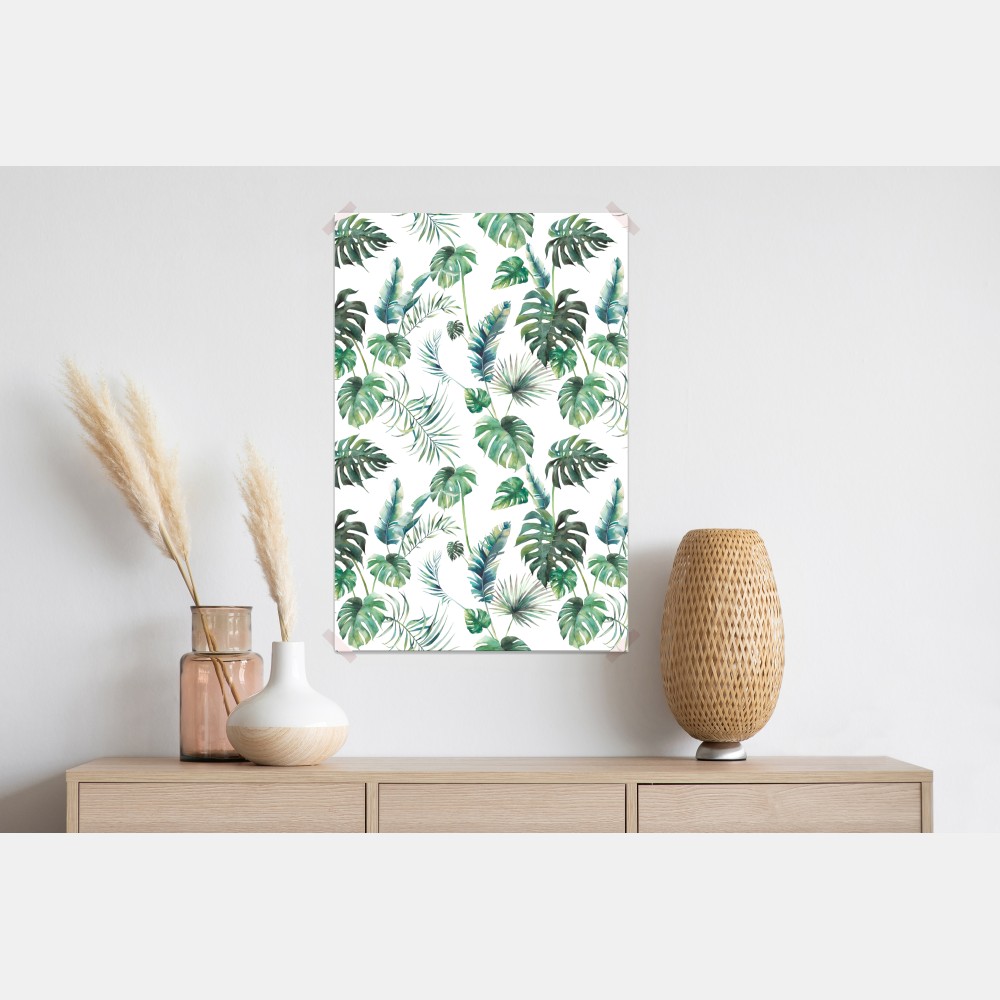 Plakat akwarelowy wzór tropikalnych liści – Wallissimo® Plakat akwarelowy wzór tropikalnych liści – Wallissimo®