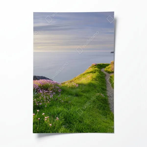 Plakat zatoka Ceibwr ścieżka nadmorska o zmierzchu