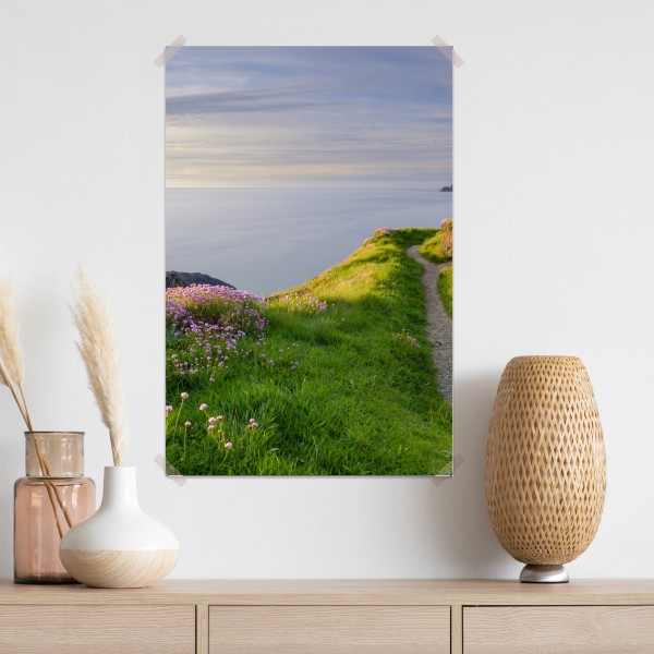 Plakat zatoka Ceibwr ścieżka nadmorska o zmierzchu