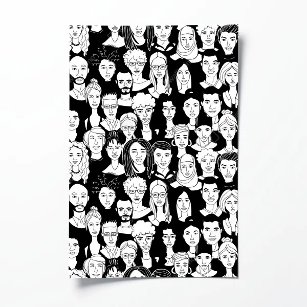 Plakat wzór z różnorodnymi twarzami