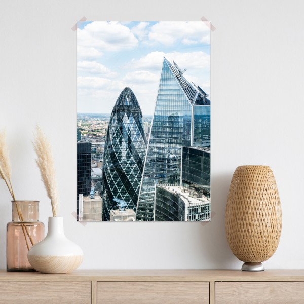 Plakat nowoczesna panorama Londynu ze szklanymi drapaczami chmur – Wallissimo® Plakat nowoczesna panorama Londynu ze szklanymi drapaczami chmur – Wallissimo®