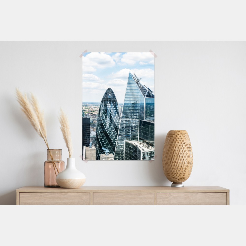 Plakat nowoczesna panorama Londynu ze szklanymi drapaczami chmur – Wallissimo® Plakat nowoczesna panorama Londynu ze szklanymi drapaczami chmur – Wallissimo®