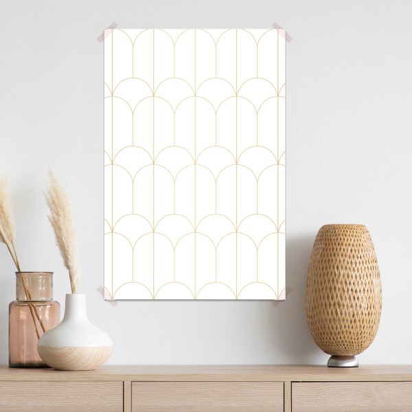 Plakat złoty art deco łukowy wzór – Wallissimo® Plakat złoty art deco łukowy wzór – Wallissimo®