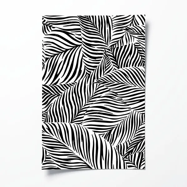 Plakat monochromatyczny wzór tropikalnych liści