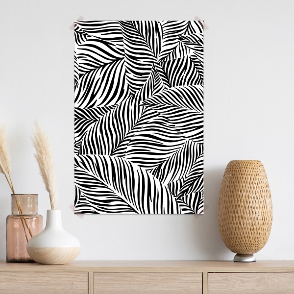 Plakat monochromatyczny wzór tropikalnych liści – Wallissimo® Plakat monochromatyczny wzór tropikalnych liści – Wallissimo®