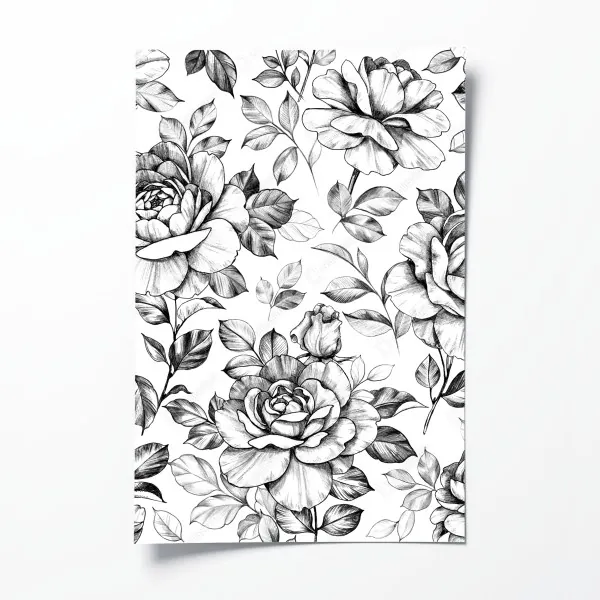 Plakat ręcznie rysowany wzór róż