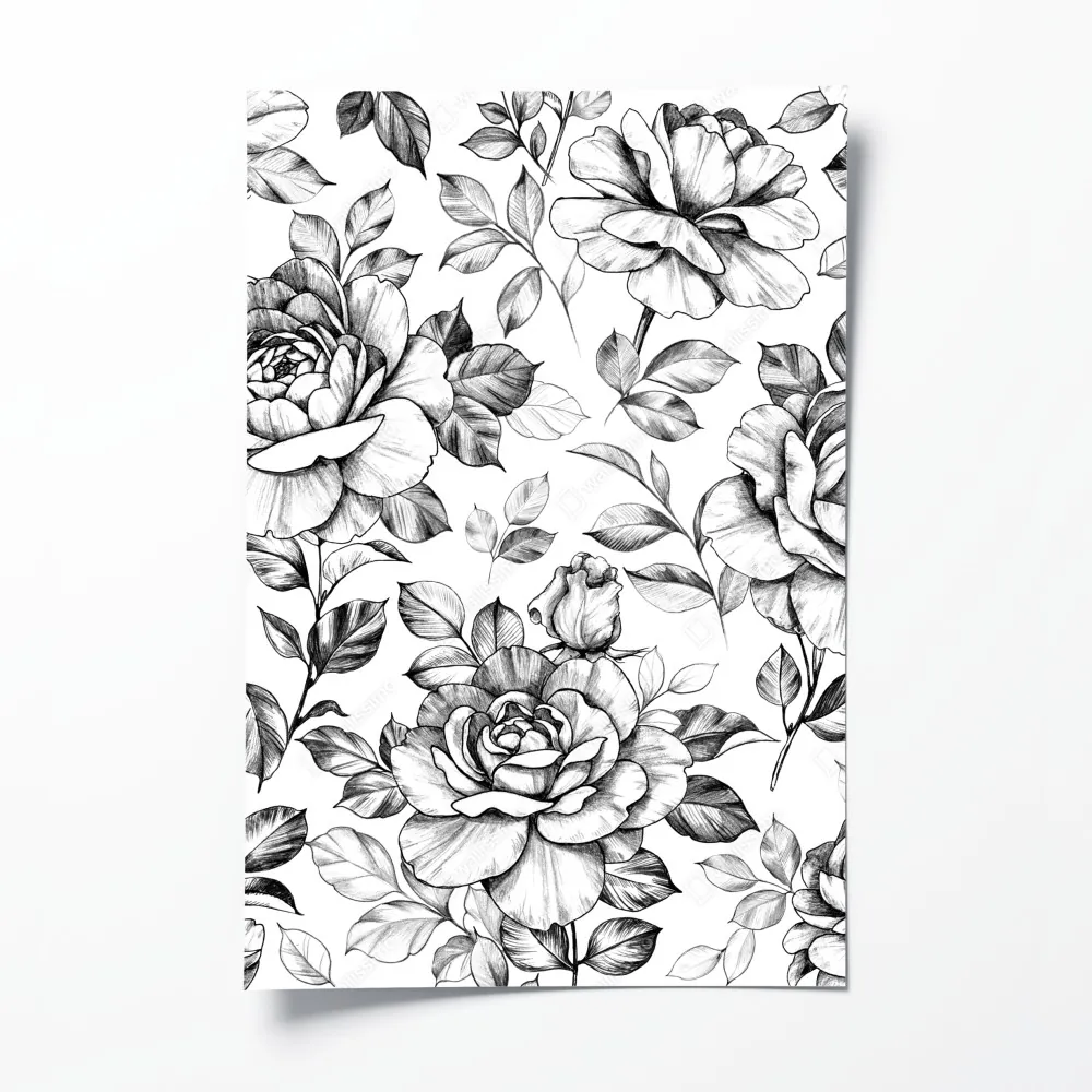 Plakat ręcznie rysowany wzór róż – Wallissimo® Plakat ręcznie rysowany wzór róż – Wallissimo®