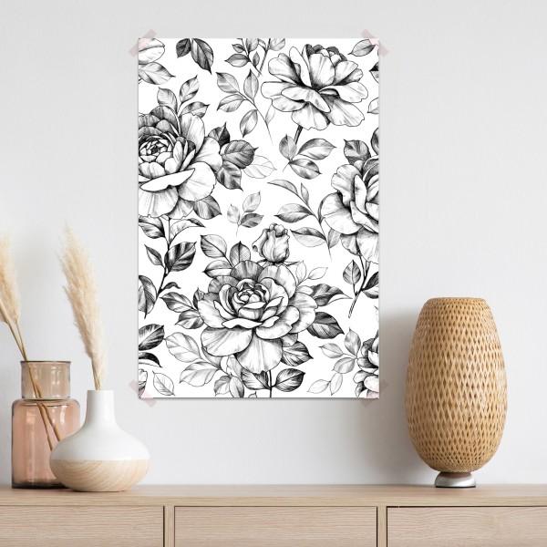 Plakat ręcznie rysowany wzór róż – Wallissimo® Plakat ręcznie rysowany wzór róż – Wallissimo®