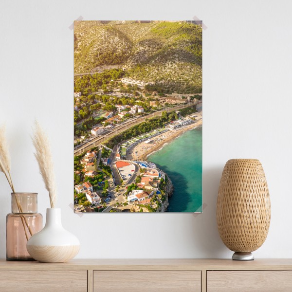 Plakat turkusowy nadmorski pejzaż z lotu ptaka – Wallissimo® Plakat turkusowy nadmorski pejzaż z lotu ptaka – Wallissimo®