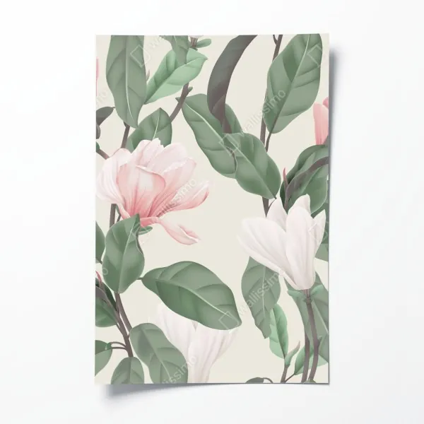 Plakat pastelowy wzór z magnolią