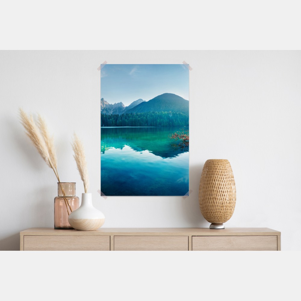 Plakat słoneczne jezioro Fusine, Alpy Julijskie – Wallissimo® Plakat słoneczne jezioro Fusine, Alpy Julijskie – Wallissimo®