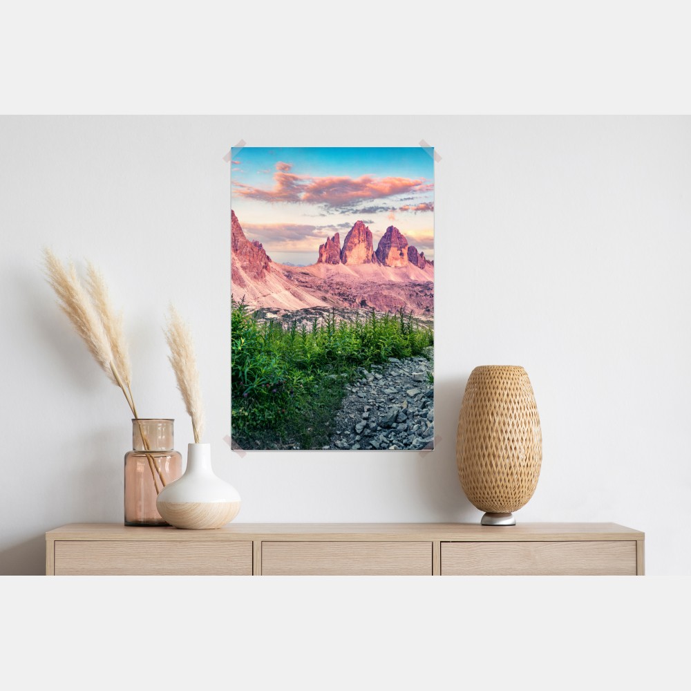 Plakat zachód słońca w Tre Cime di Lavaredo – Wallissimo® Plakat zachód słońca w Tre Cime di Lavaredo – Wallissimo®