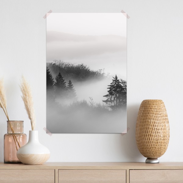 Plakat mglisty las w odcieniach szarości – Wallissimo® Plakat mglisty las w odcieniach szarości – Wallissimo®