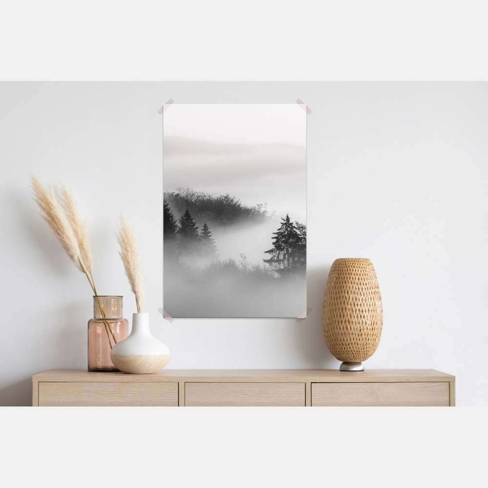 Plakat mglisty las w odcieniach szarości – Wallissimo® Plakat mglisty las w odcieniach szarości – Wallissimo®