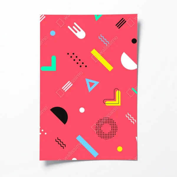 Plakat żywy memphis geometryczny wzór