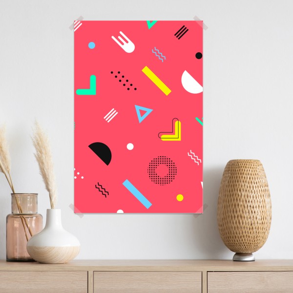 Plakat żywy memphis geometryczny wzór – Wallissimo® Plakat żywy memphis geometryczny wzór – Wallissimo®