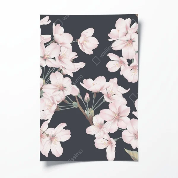 Plakat delikatny wzór kwiatów wiśni