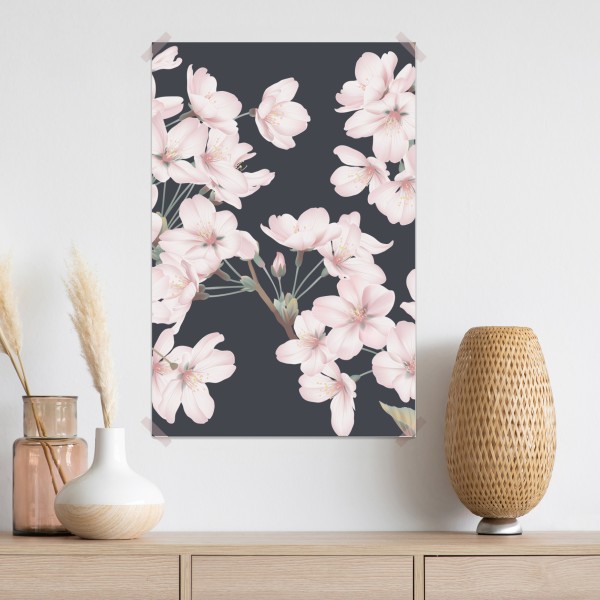 Plakat delikatny wzór kwiatów wiśni