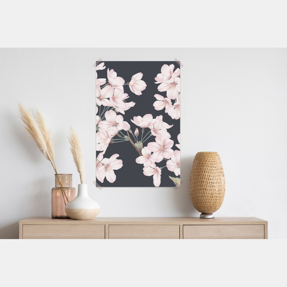 Plakat delikatny wzór kwiatów wiśni – Wallissimo®