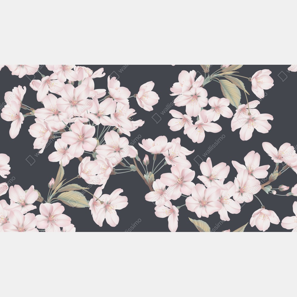 Plakat delikatny wzór kwiatów wiśni – Wallissimo®