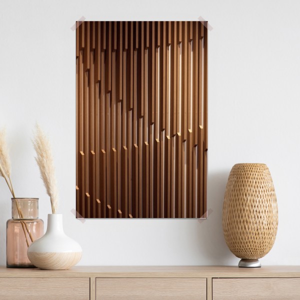 Plakat ciepły wzór drewnianych lameli na ścianę – Wallissimo® Plakat ciepły wzór drewnianych lameli na ścianę – Wallissimo®