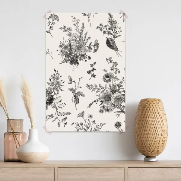 Plakat klasyczny czarno-biały wzór kwiatowy – Wallissimo® Plakat klasyczny czarno-biały wzór kwiatowy – Wallissimo®