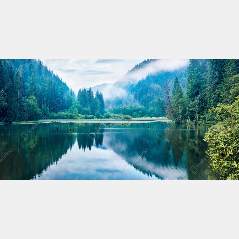 Plakat mglisty poranek nad jeziorem Lacu Rosu, Rumunia – Wallissimo® Plakat mglisty poranek nad jeziorem Lacu Rosu, Rumunia – Wallissimo®