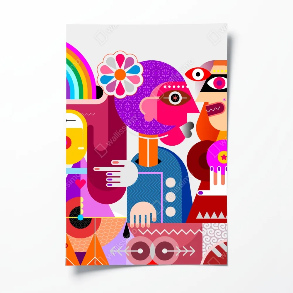 Plakat mężczyzna z tęczą jadący na geometrycznym ptaku – Wallissimo® Plakat mężczyzna z tęczą jadący na geometrycznym ptaku – Wallissimo®