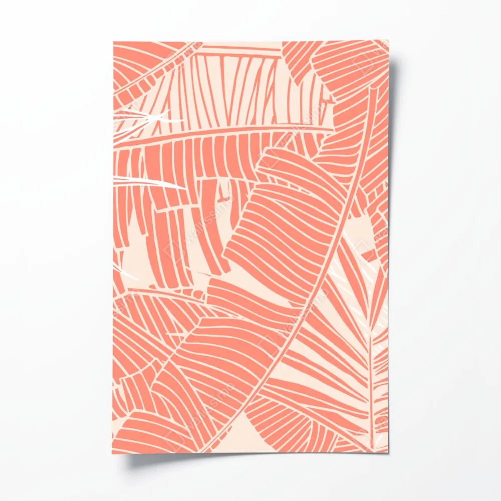 Plakat koralowy wzór tropikalnych liści – Wallissimo® Plakat koralowy wzór tropikalnych liści – Wallissimo®