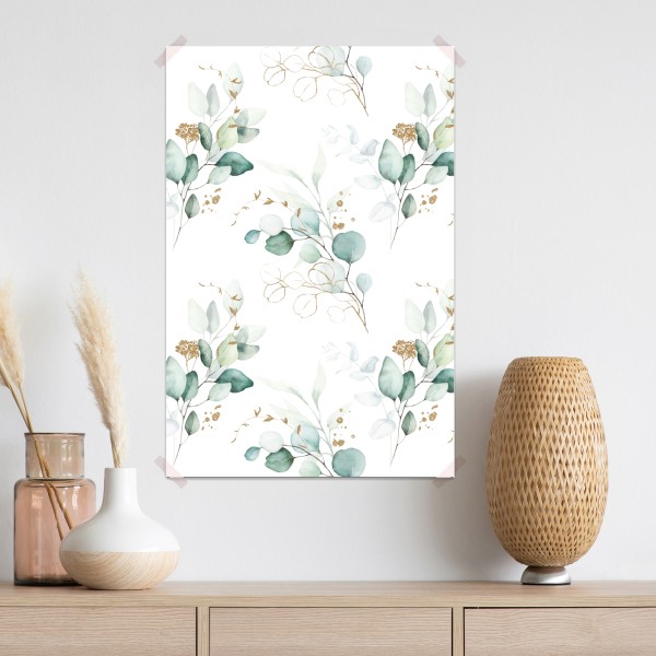 Plakat akwarelowy wzór eukaliptusa w zieleni – Wallissimo® Plakat akwarelowy wzór eukaliptusa w zieleni – Wallissimo®