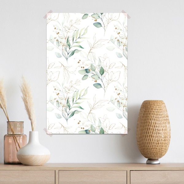Plakat miękki wzór eukaliptusa w akwareli