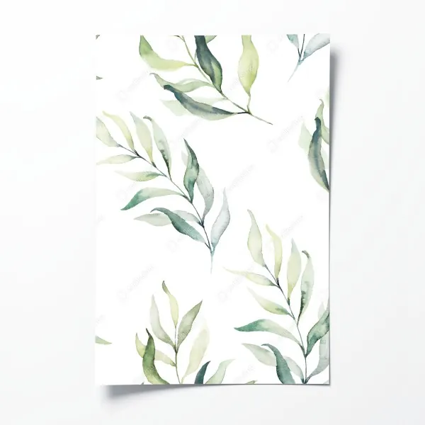 Plakat delikatny akwarelowy wzór z liśćmi eukaliptusa