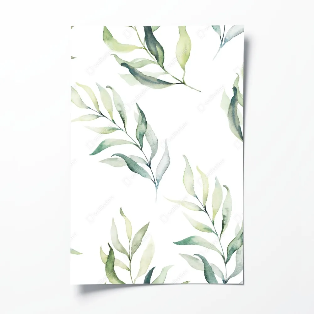 Plakat delikatny akwarelowy wzór z liśćmi eukaliptusa – Wallissimo® Plakat delikatny akwarelowy wzór z liśćmi eukaliptusa – Wallissimo®