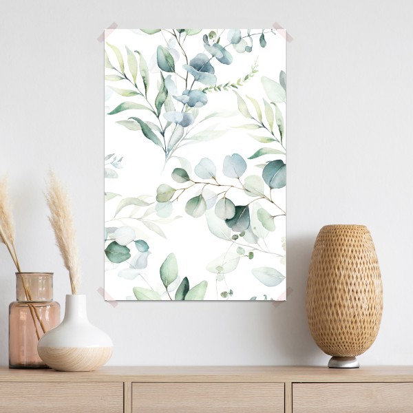 Plakat akwarelowy wzór eukaliptusa i liści – Wallissimo® Plakat akwarelowy wzór eukaliptusa i liści – Wallissimo®