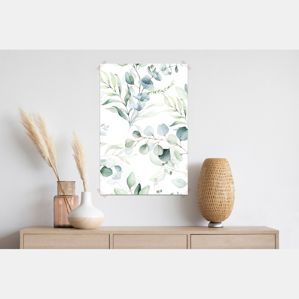 Plakat akwarelowy wzór eukaliptusa i liści – Wallissimo® Plakat akwarelowy wzór eukaliptusa i liści – Wallissimo®
