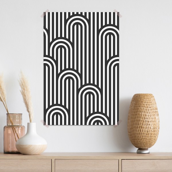 Plakat czarno-biały geometryczny wzór w paski – Wallissimo® Plakat czarno-biały geometryczny wzór w paski – Wallissimo®