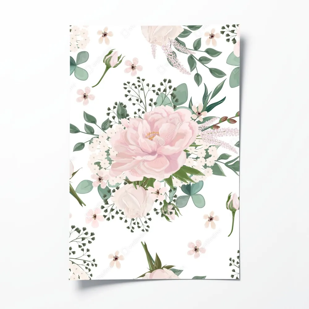 Plakat delikatny różowy wzór peonii – Wallissimo® Plakat delikatny różowy wzór peonii – Wallissimo®