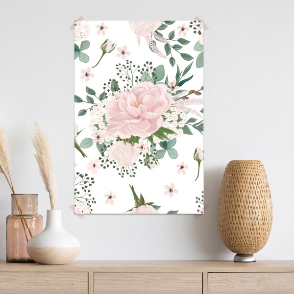 Plakat delikatny różowy wzór peonii – Wallissimo® Plakat delikatny różowy wzór peonii – Wallissimo®